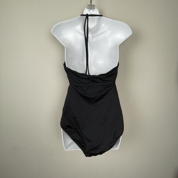A Pea In The Pod Black Halter One Piece Swimsuit M Cutout Beach Resortwear - Picture 3 of 8